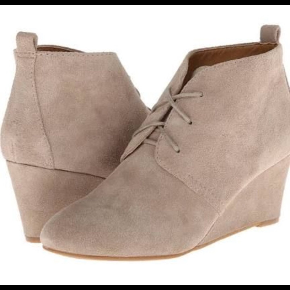 Nine West wedge suede lace up booties low heel